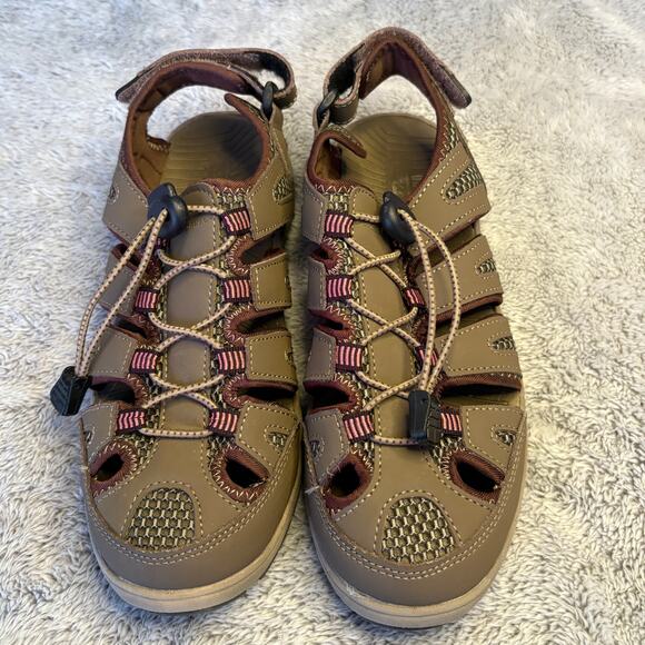 Eddie Bauer Blakely Sandals Women's Brown Leather Fisherman Pull On - Picture 1 of 6